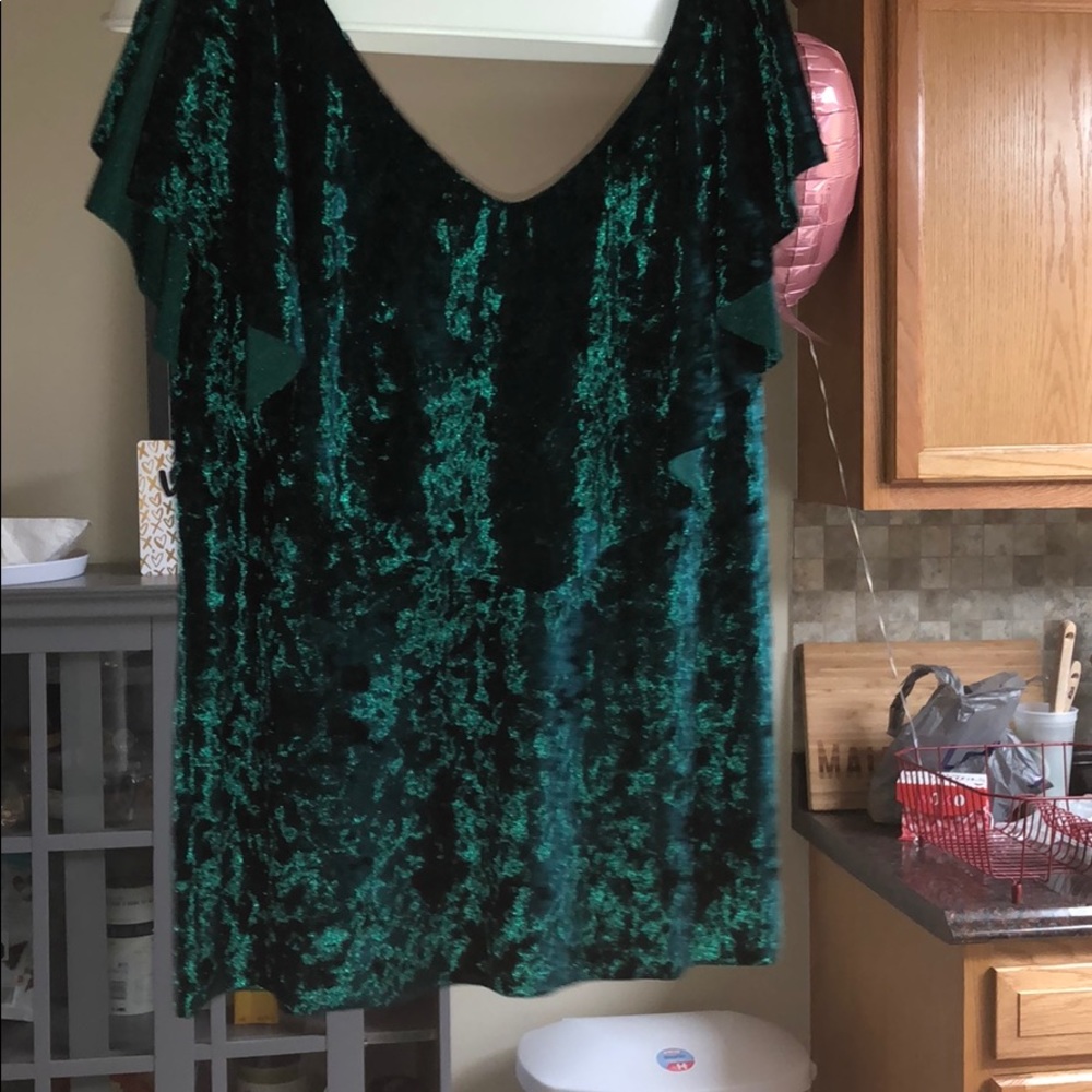 Green velvet tank top